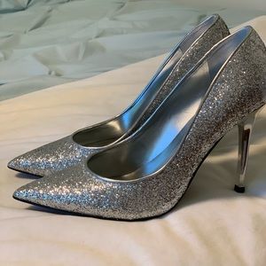 GUESS Silver Sparkle Heels - Worn Only Once!